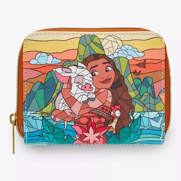 Disney Handbags - Loungefly Disney Moana & Friends Stained Glass Mini Zipper Wallet NWT